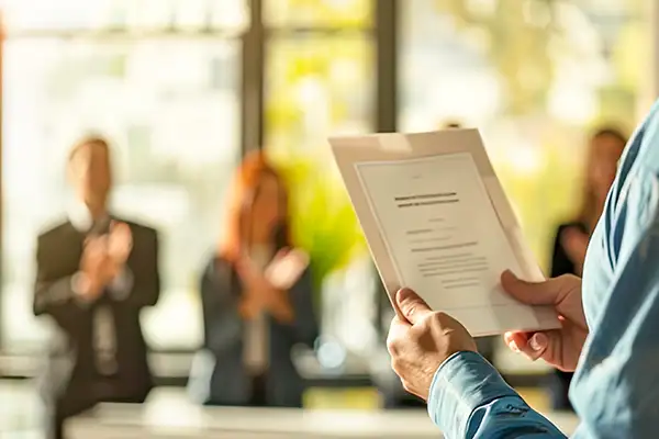 Notizbuch und Zertifikat